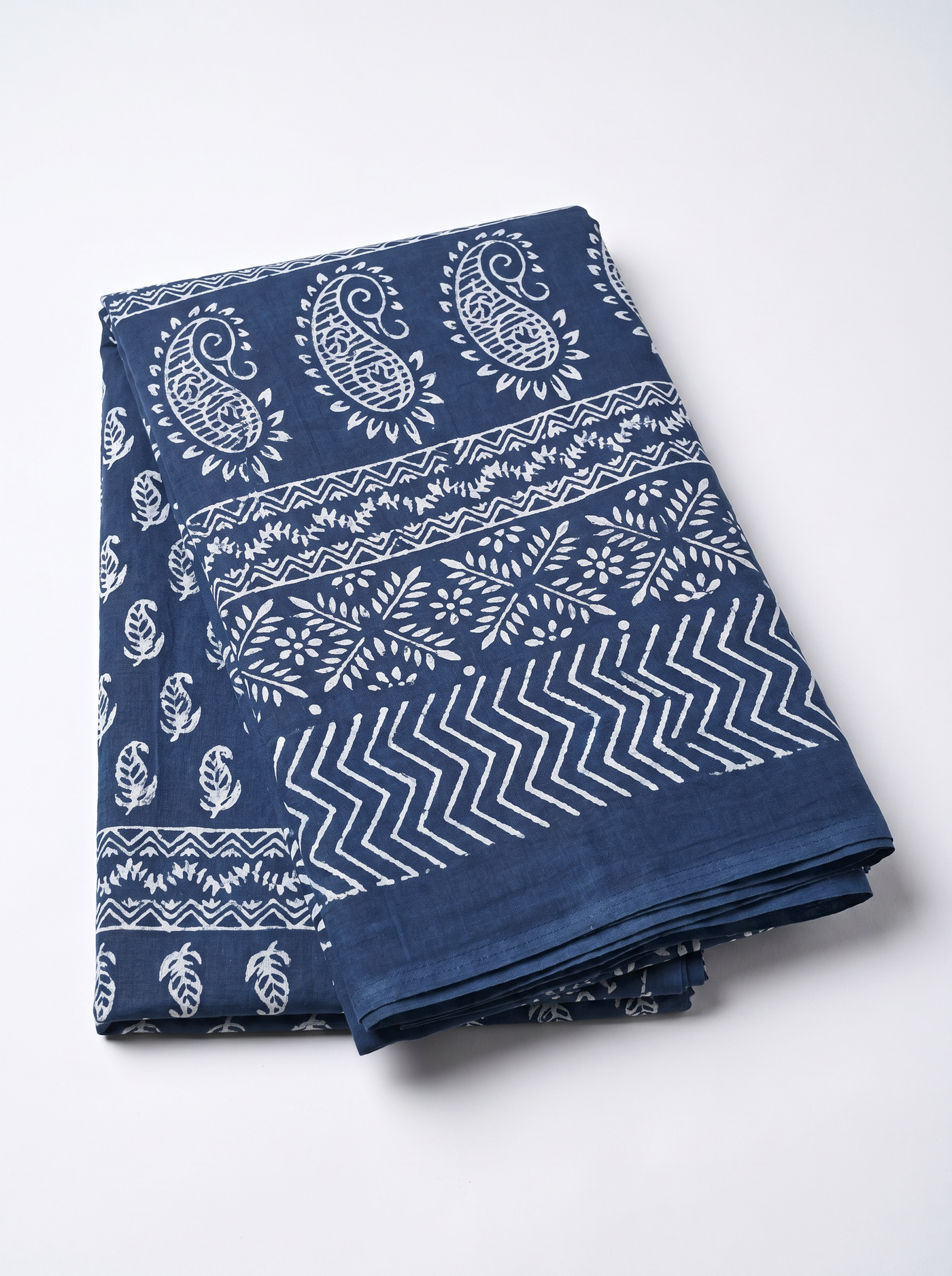 Pure Mulmul Cotton Saree | Ink Blue Handblock Print | Summer & Office Wear | With Blouse | Design 3 image 5