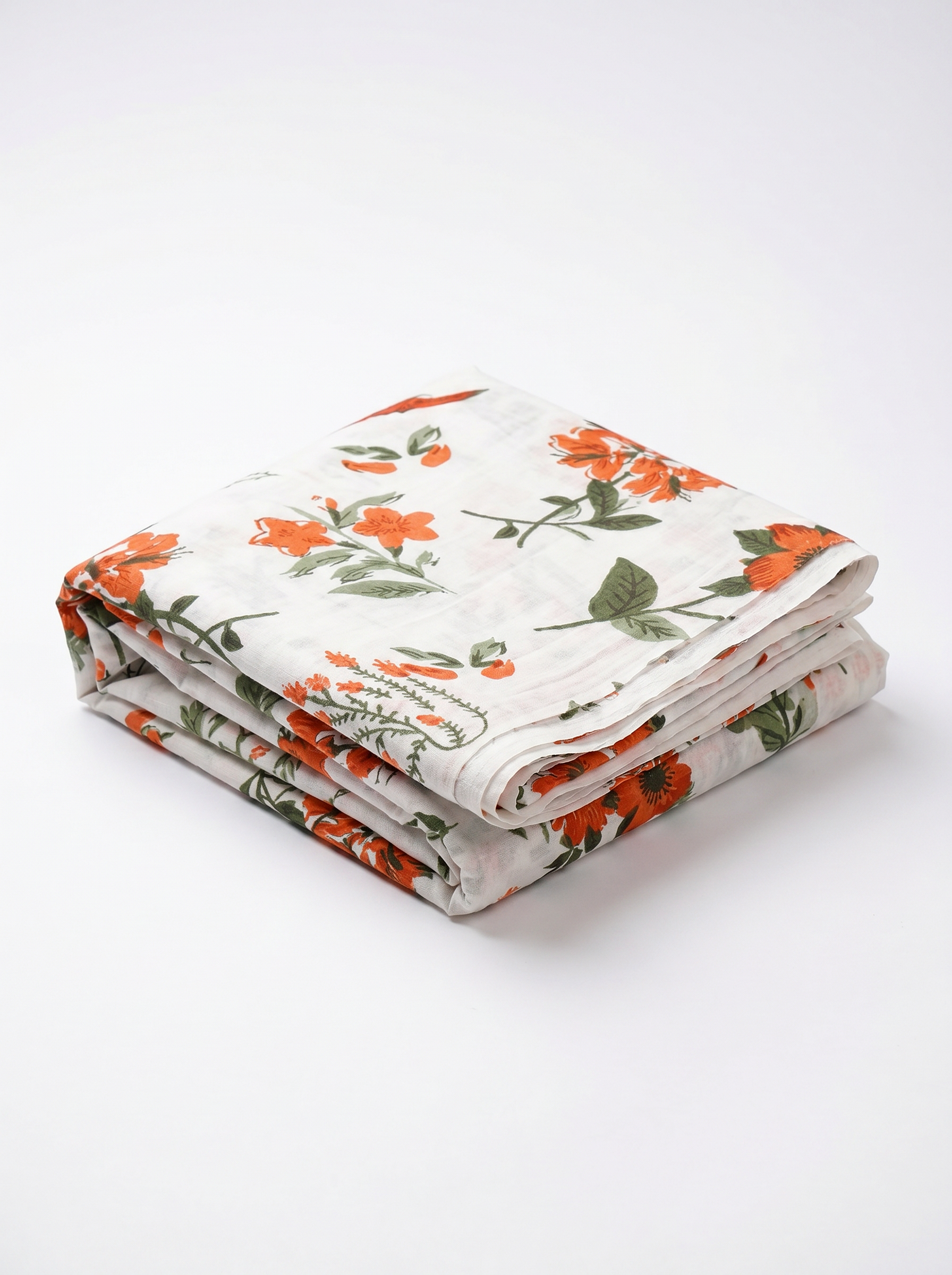 Pure Mulmul Cotton Saree | Multi Color + Off White Handblock Print | Summer & Office Wear | With Blouse image 5