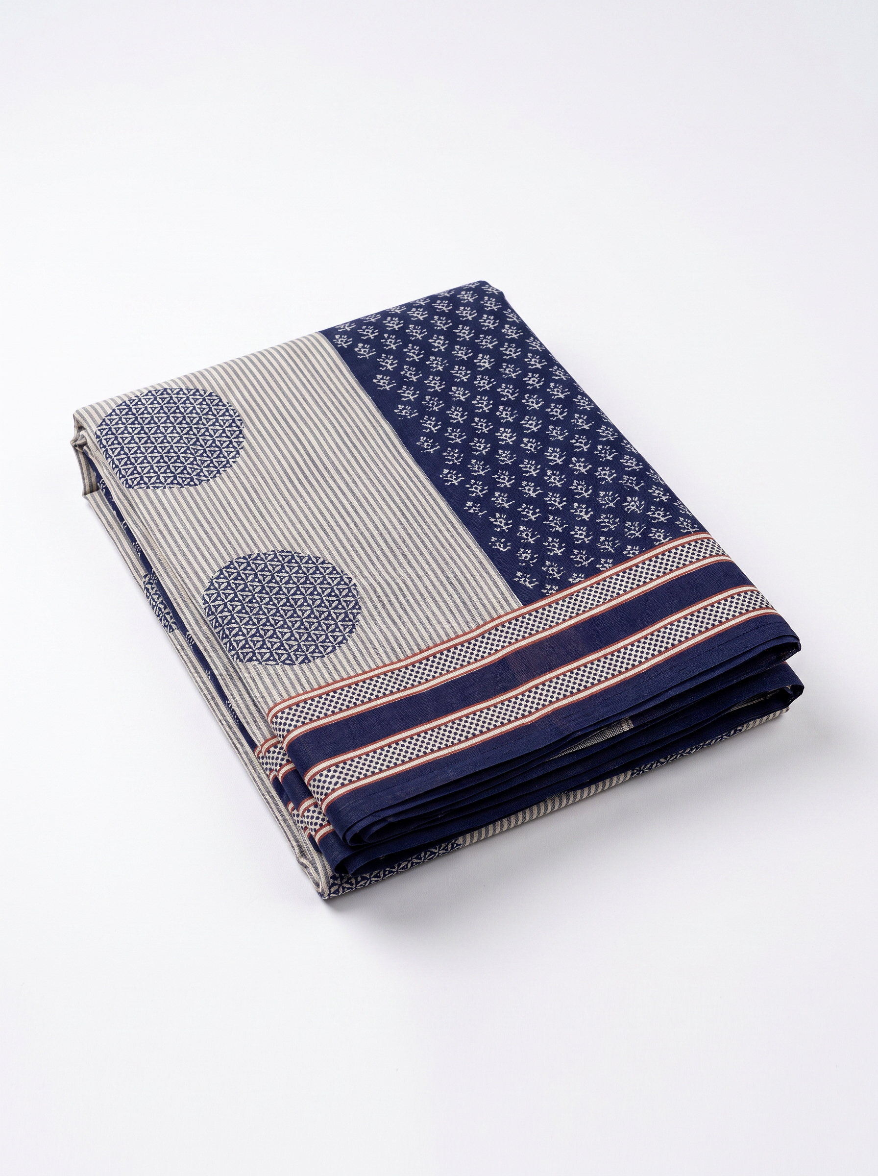 Plum, Burnt Orange & Grey Self Design Mulmul Saree with Blouse - view 5