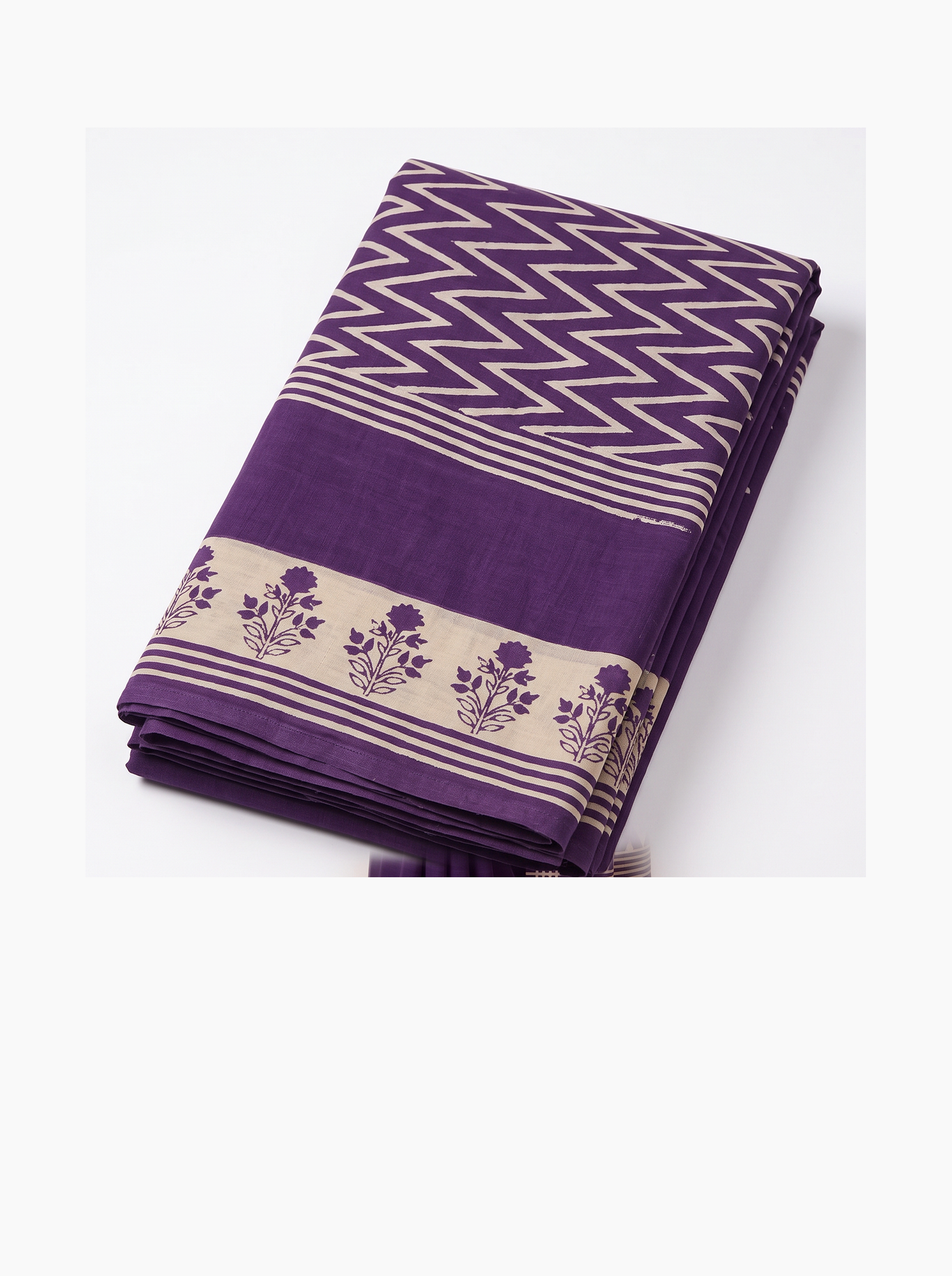 Plum Wine Mulmul Saree with Blouse - view 5