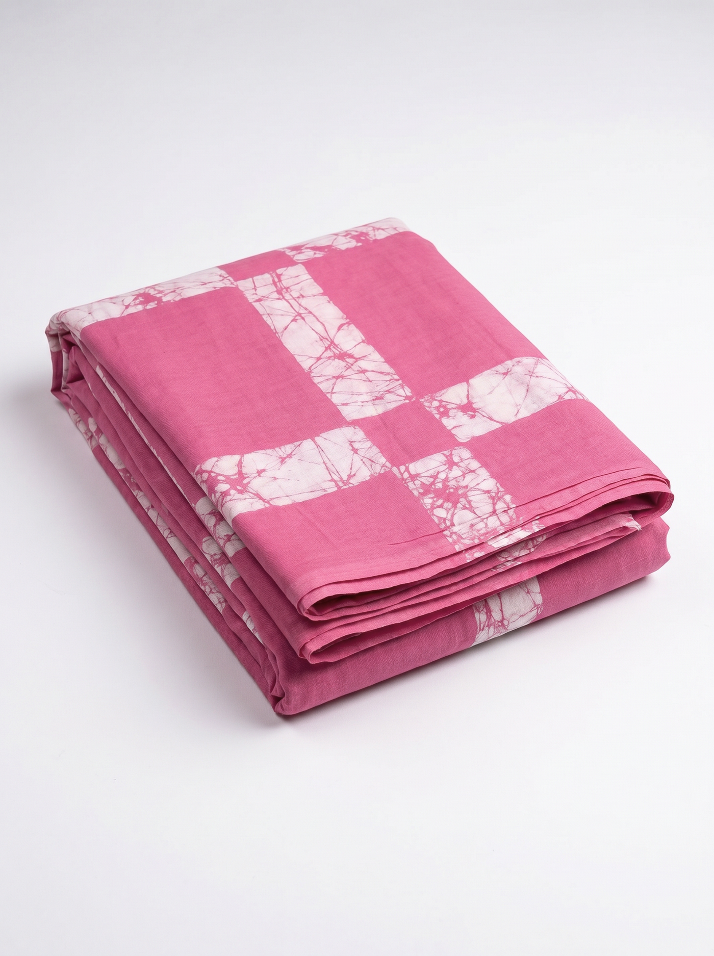 Pure Mulmul Cotton Saree | Deep Red + Rani Pink Handblock Print | Summer & Office Wear | With Blouse image 5