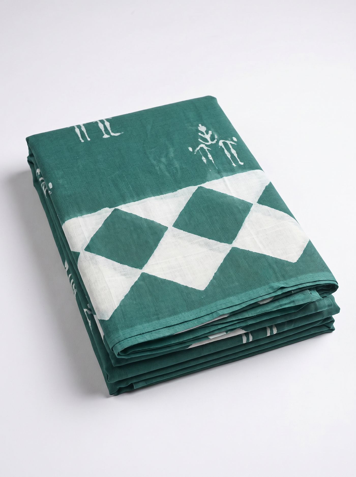 Pure Mulmul Cotton Saree | Teal Blue Handblock Print | Summer & Office Wear | With Blouse | Design 3 image 5