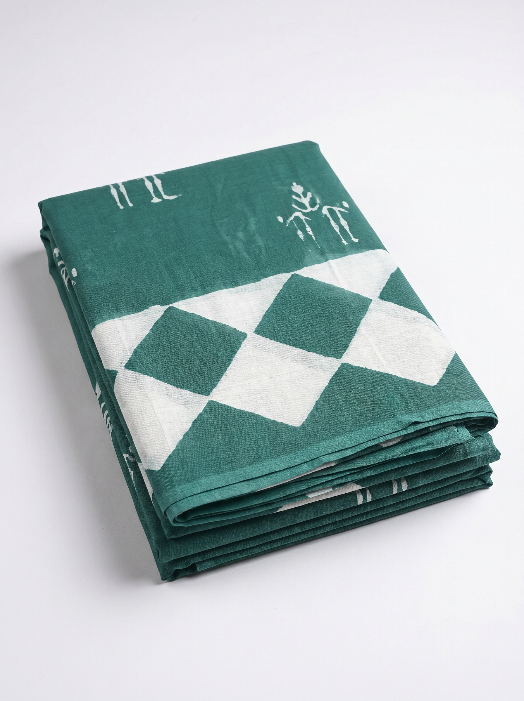 Pure Mulmul Cotton Saree | Teal Blue Handblock Print | Summer & Office Wear | With Blouse | Design 3 image 5
