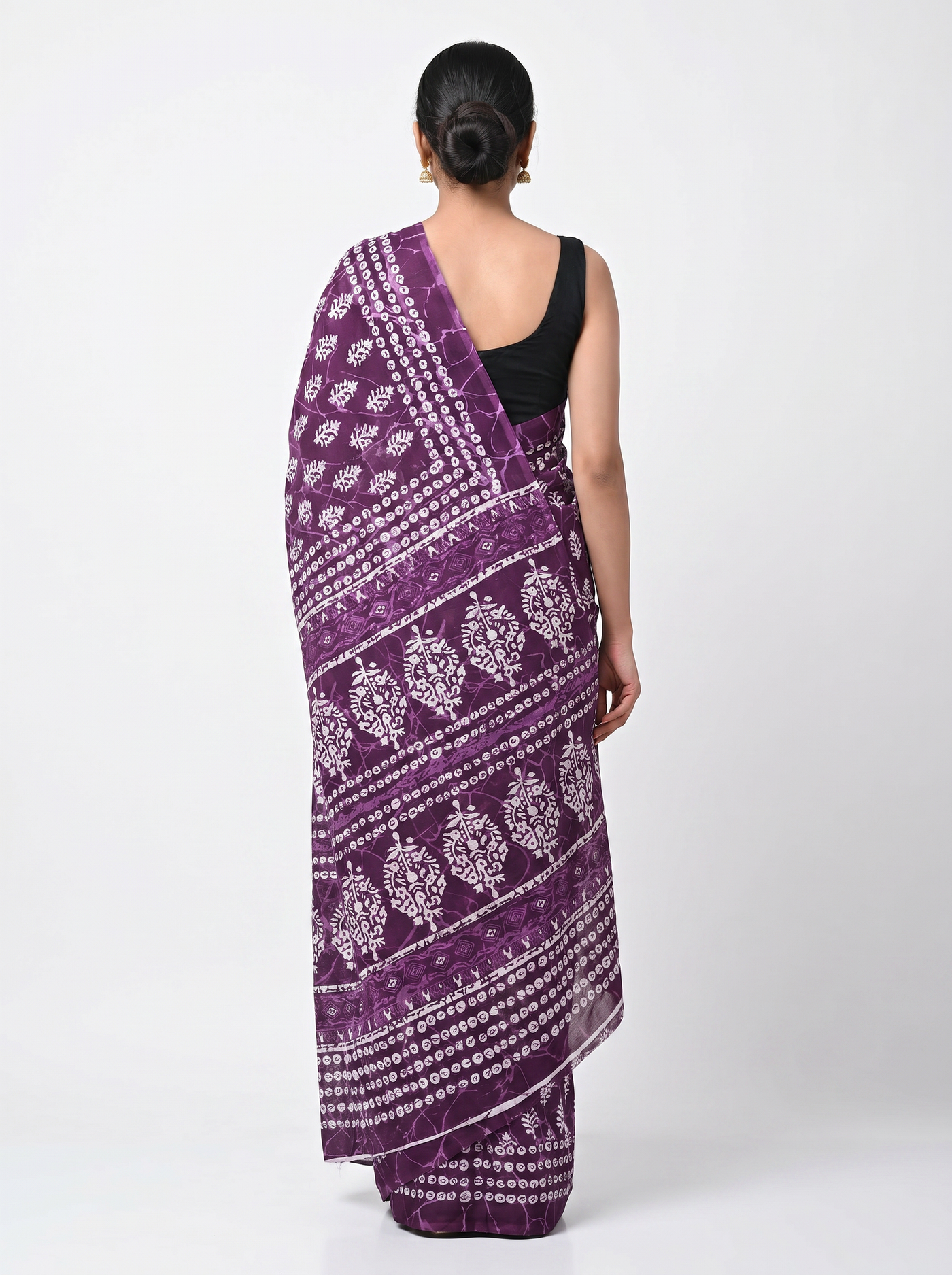 Pure Mulmul Cotton Saree | Dusty Pink + Wine Handblock Print | Summer & Office Wear | With Blouse | Design 2 image 3