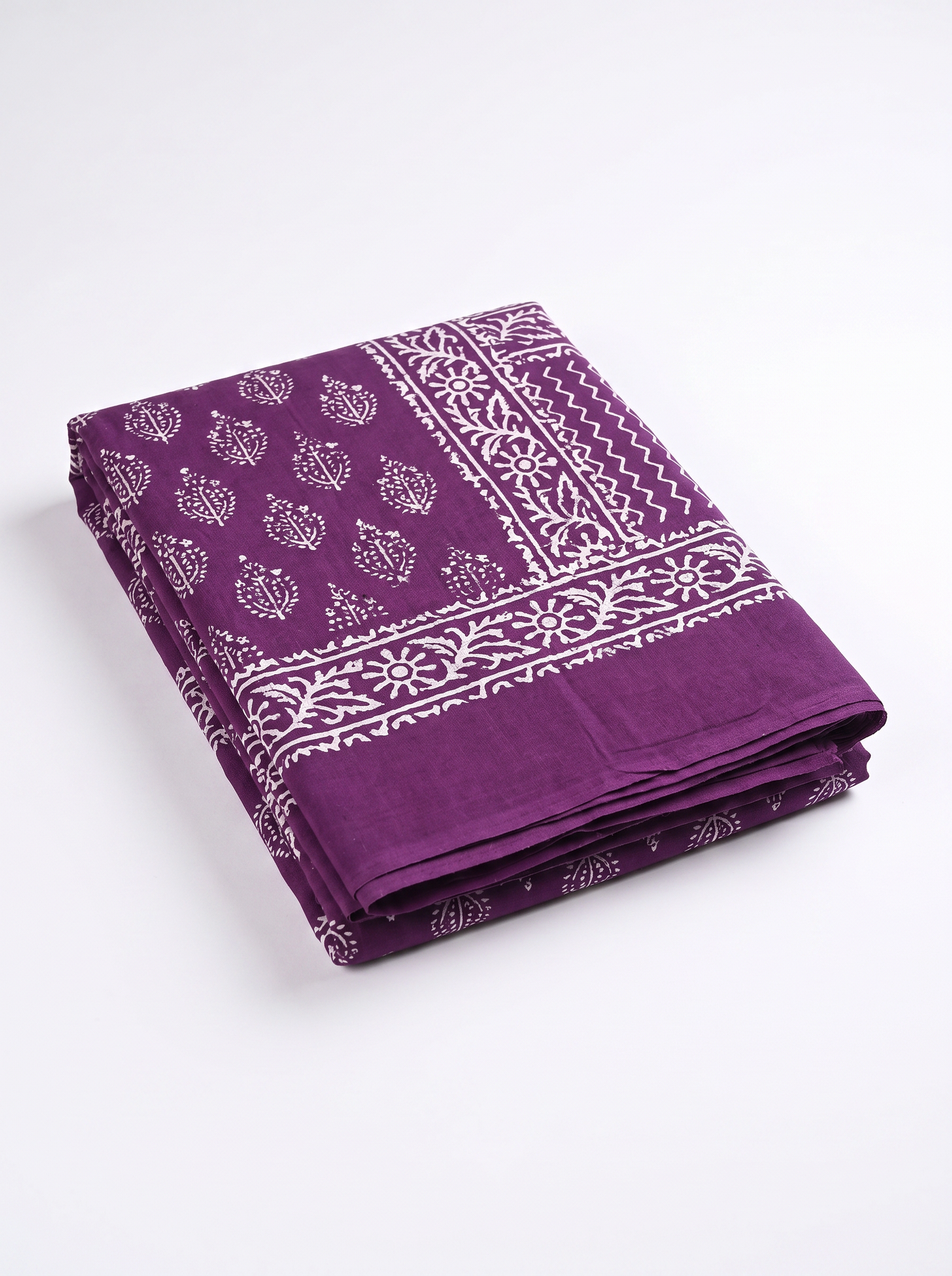 Pure Mulmul Cotton Saree | Dusty Pink + Wine Handblock Print | Summer & Office Wear | With Blouse image 5