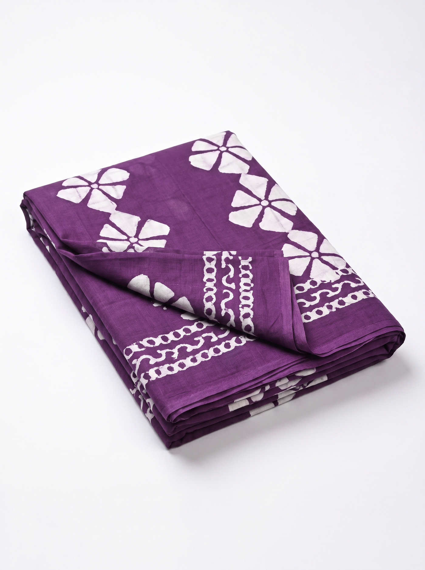 Pure Mulmul Cotton Saree | Fuchsia + Wine Handblock Print | Summer & Office Wear | With Blouse image 5