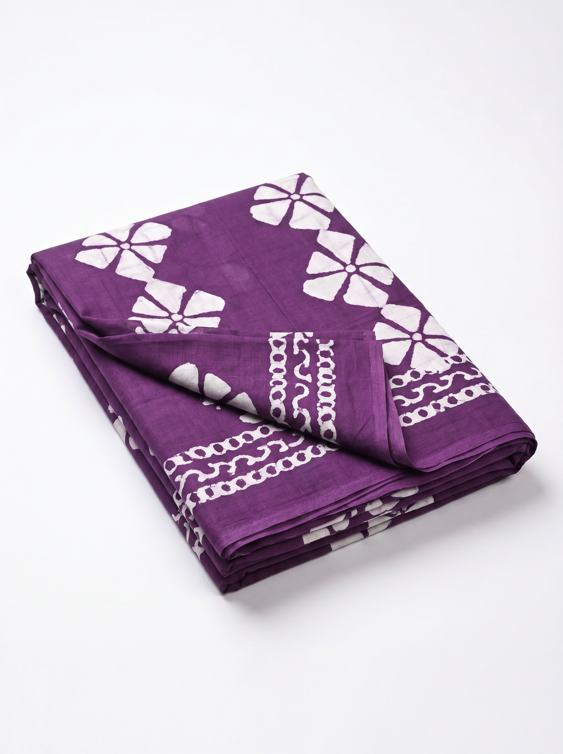 Pure Mulmul Cotton Saree | Fuchsia + Wine Handblock Print | Summer & Office Wear | With Blouse image 5