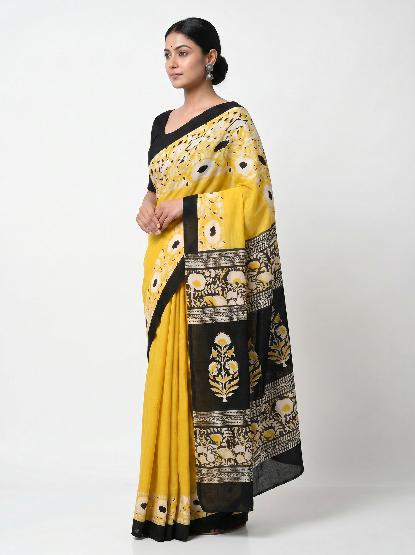 Pure Mulmul Cotton Saree | Brick Red + Burnt Orange + Golden Woven Golden Zari | Festive Wear | With Blouse image 2