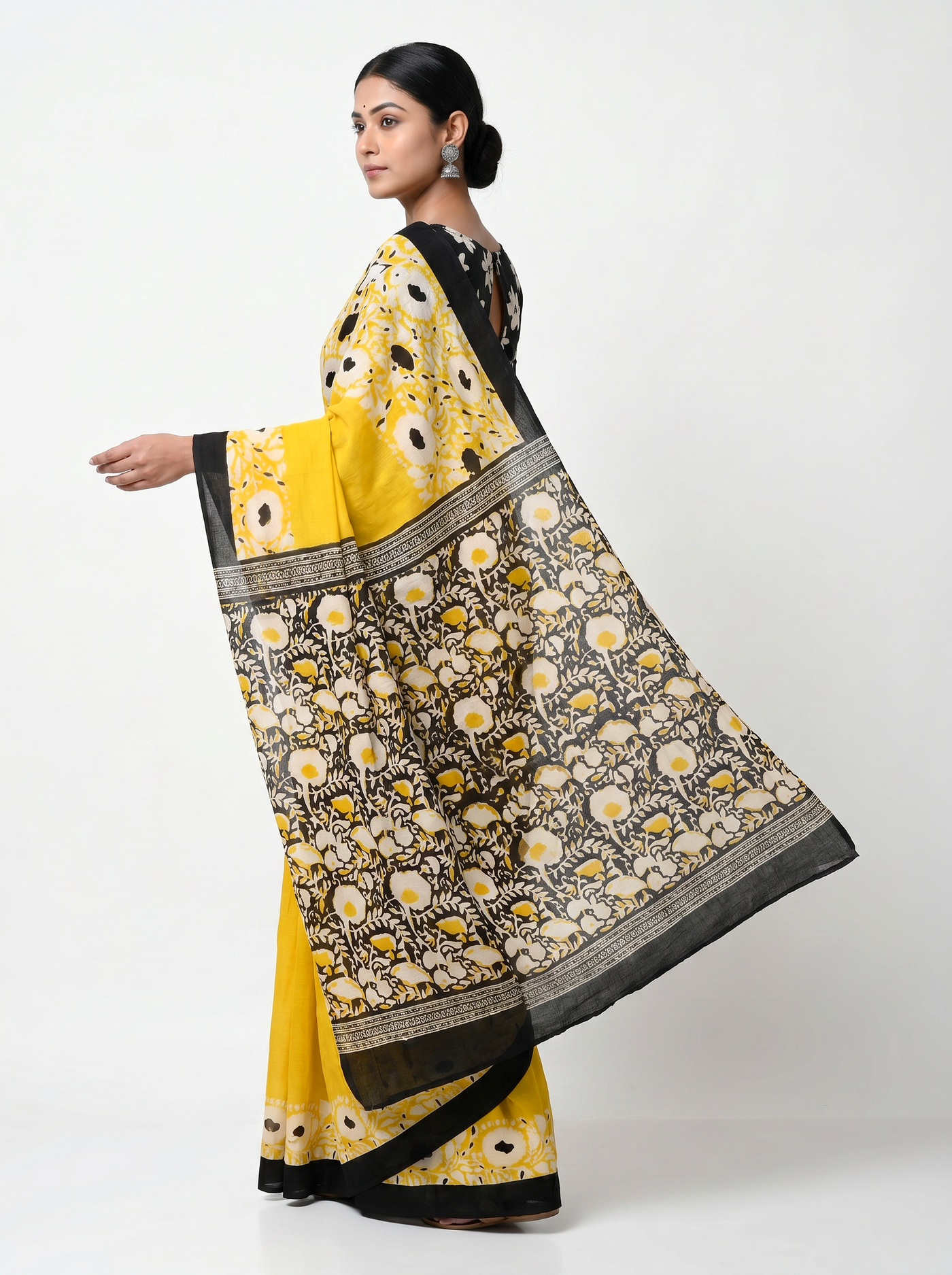 Pure Mulmul Cotton Saree | Brick Red + Burnt Orange + Golden Woven Golden Zari | Festive Wear | With Blouse image 4