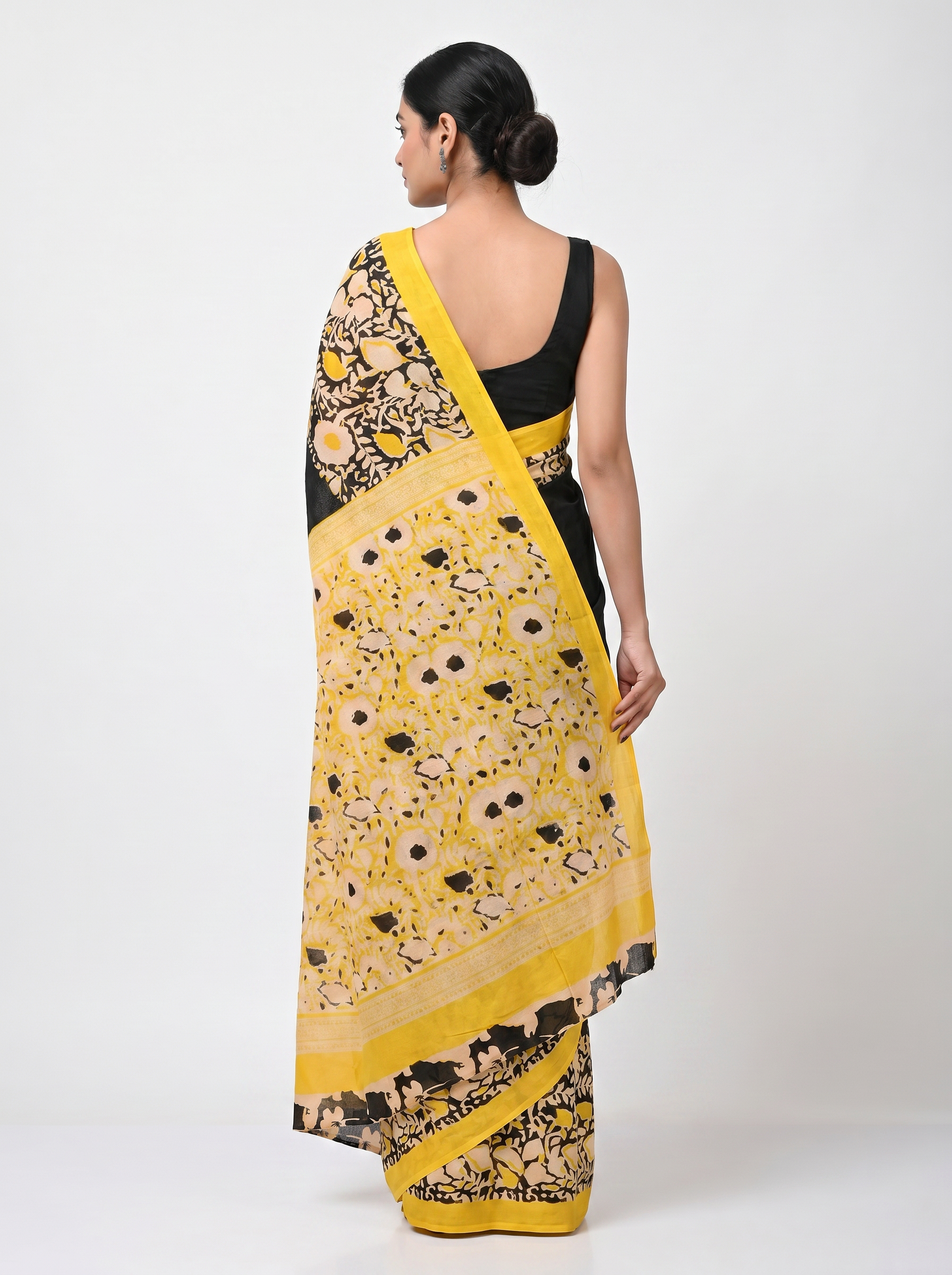 Pure Mulmul Cotton Saree | Golden Woven Golden Zari | Festive Wear | With Blouse | Design 3 image 3