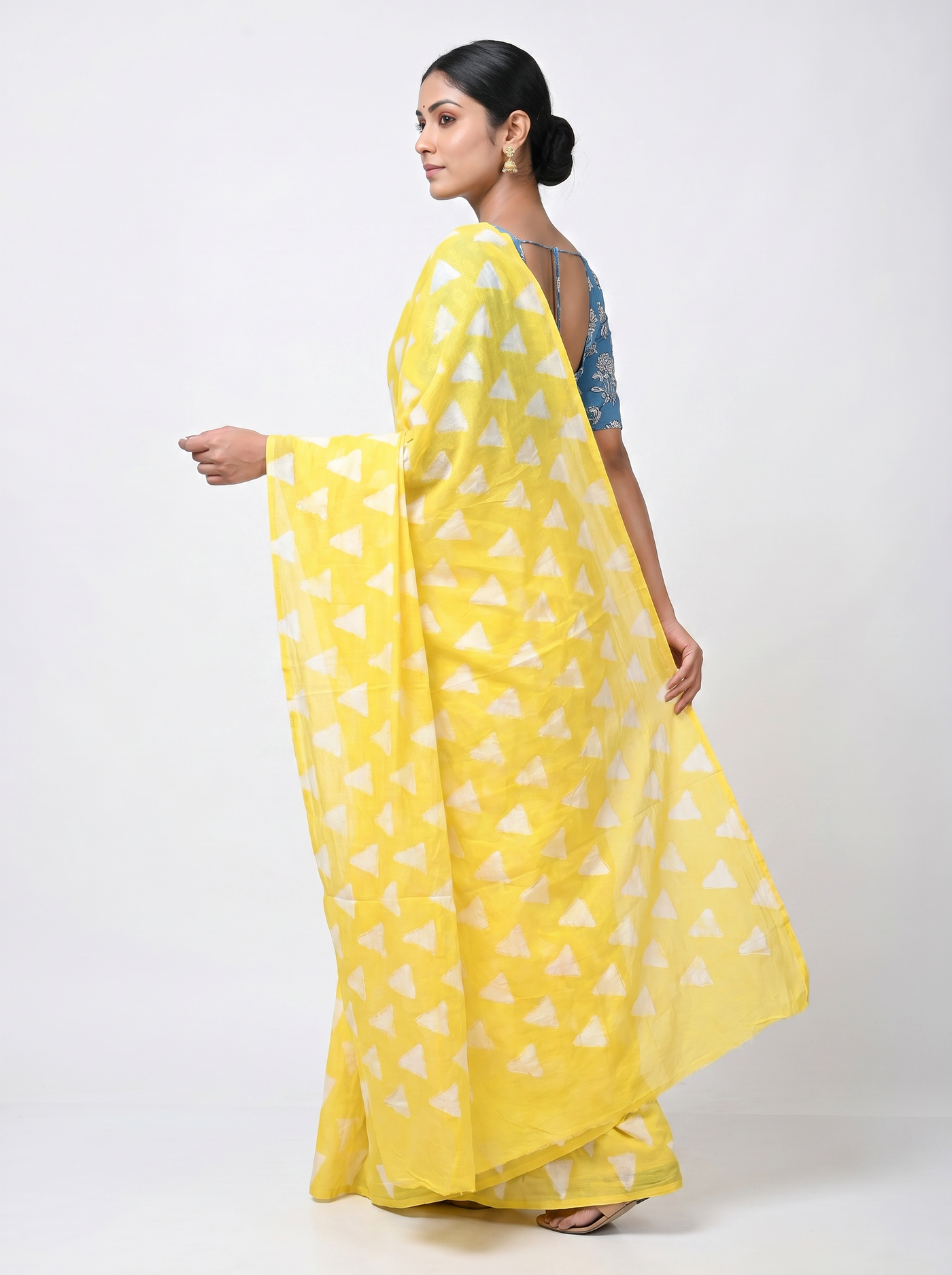 Pure Mulmul Cotton Saree | Golden Woven Golden Zari | Festive Wear | With Blouse | Design 4 image 4