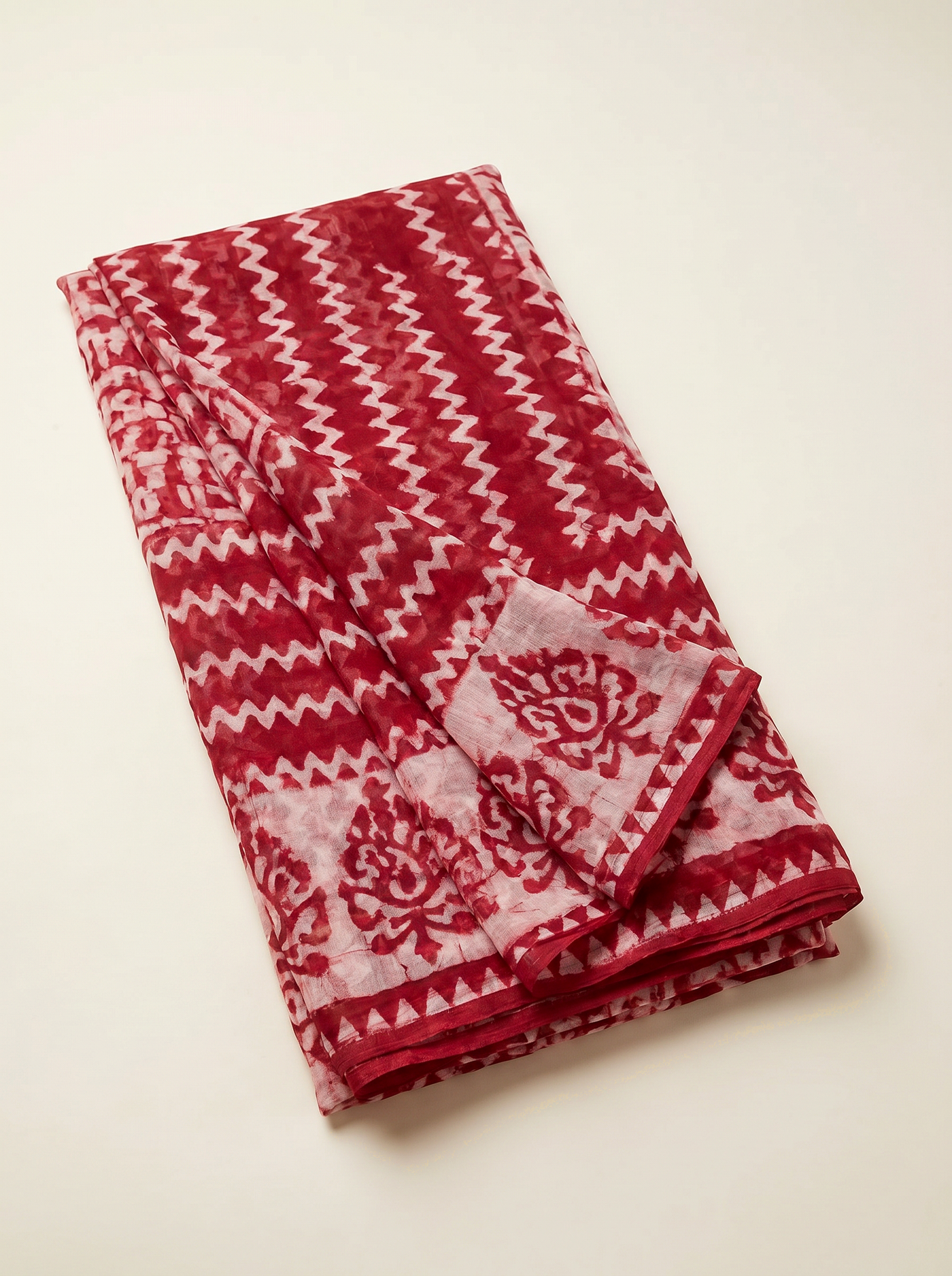 Pure Double Diamond Chiffon Saree | Crimson Bagru Handblock Ajrakh Printed | Natural Dye | Nazakat image 5