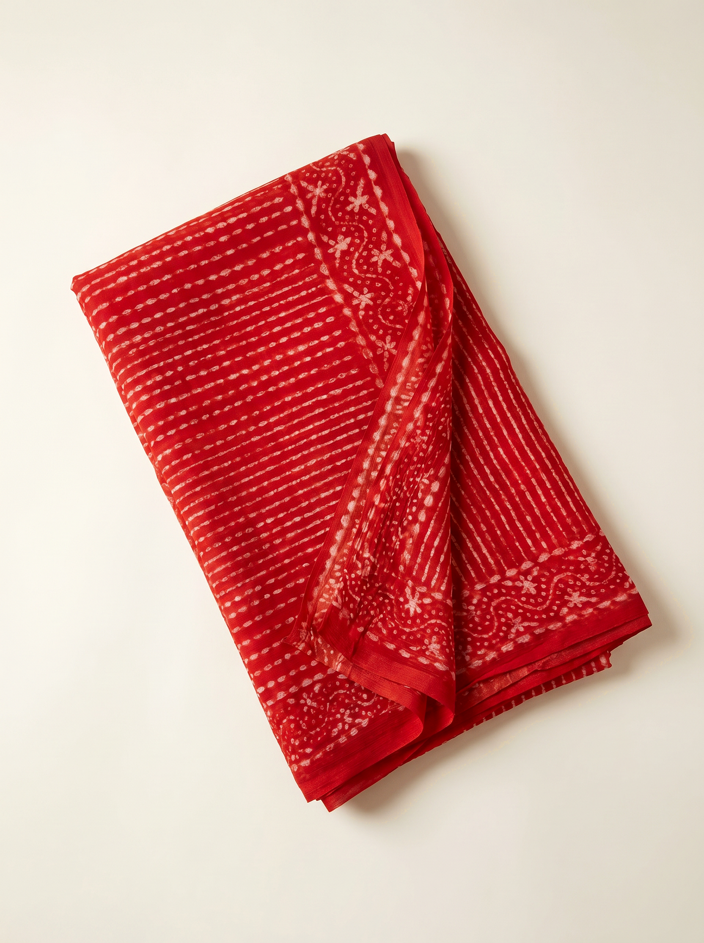 Pure Double Diamond Chiffon Saree | Crimson Bagru Handblock Ajrakh Self Design | Natural Dye | Nazakat image 5