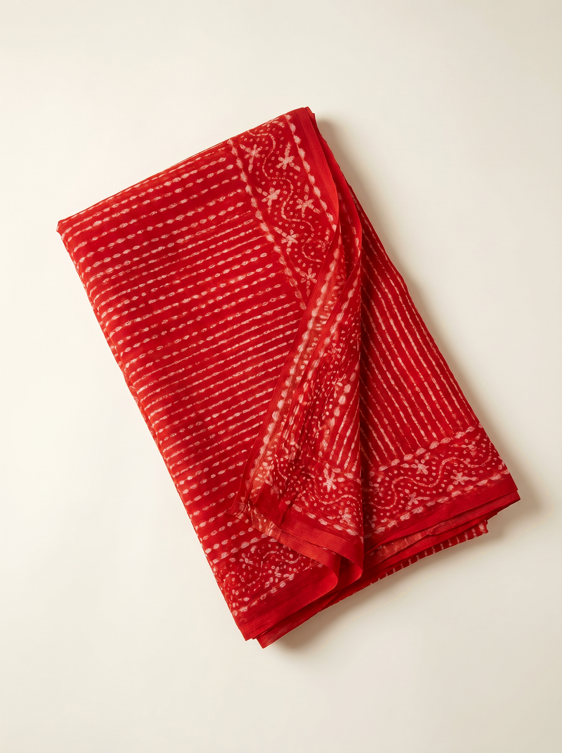Pure Double Diamond Chiffon Saree | Crimson Bagru Handblock Ajrakh Self Design | Natural Dye | Nazakat image 5