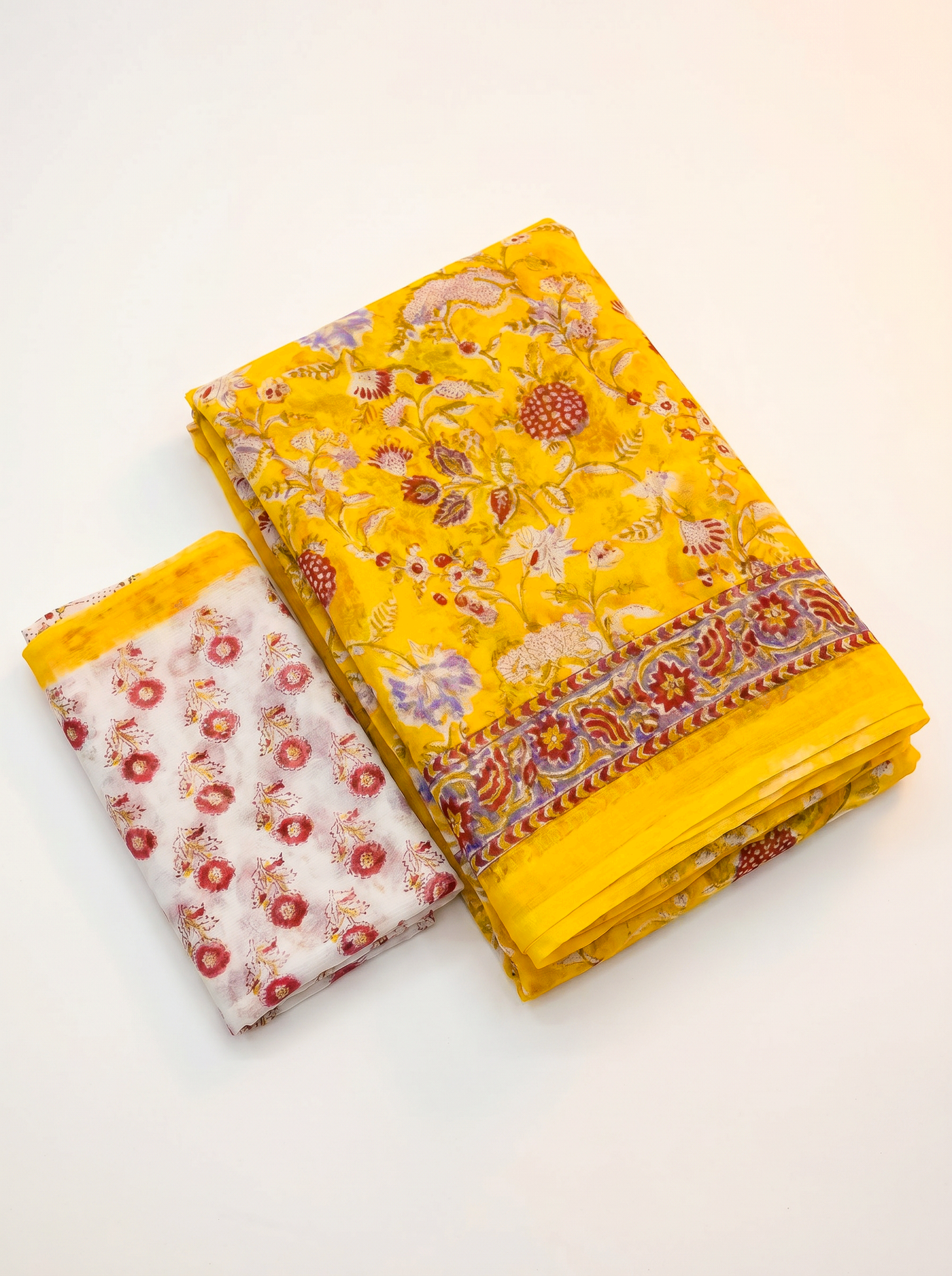 Pure Double Diamond Chiffon Saree | Golden Bagru Handblock Ajrakh Golden Zari | Natural Dye | Nazakat image 5