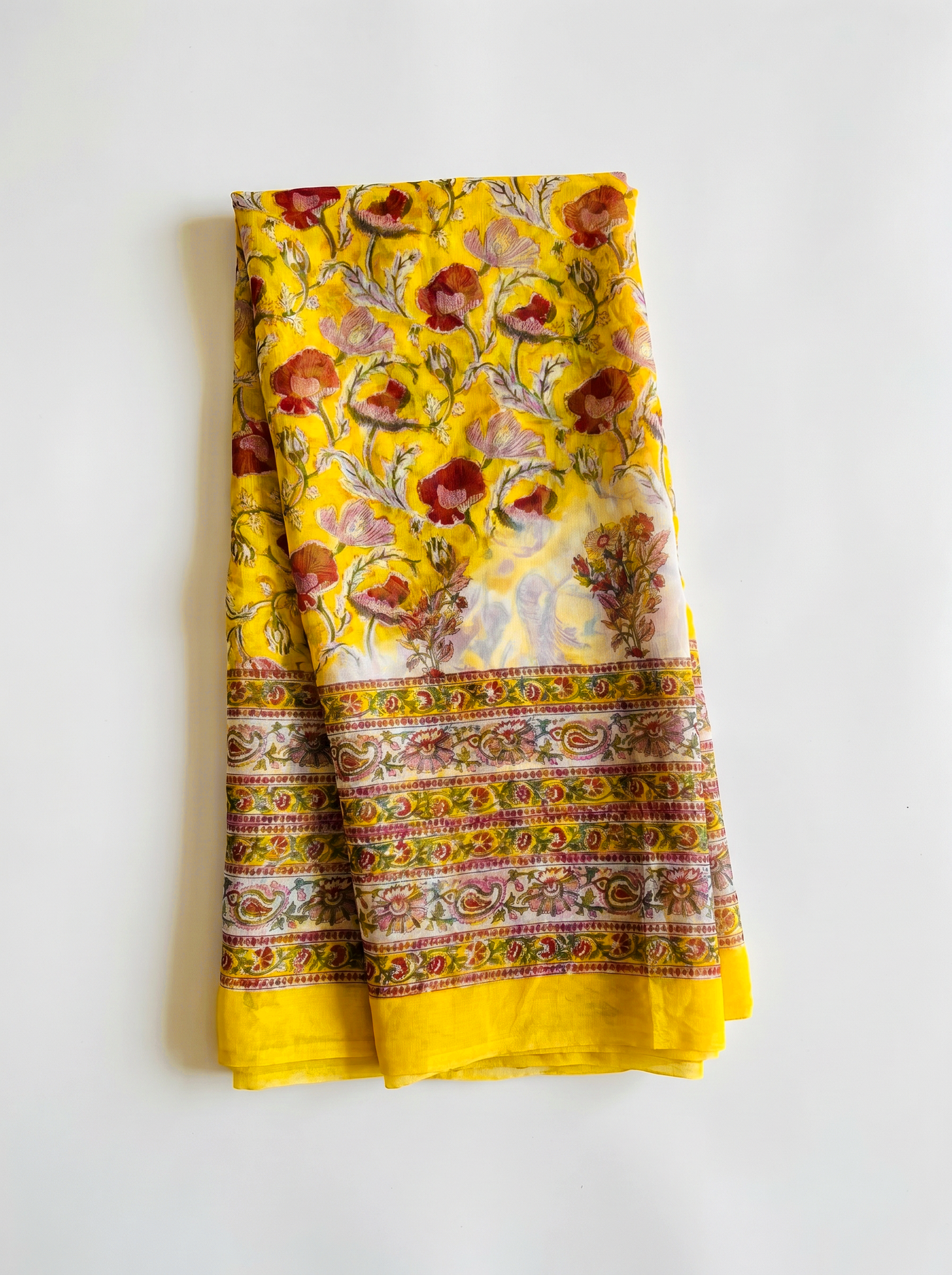 Pure Double Diamond Chiffon Saree | Dusty Pink + Golden + Beige Bagru Handblock Ajrakh Golden Zari | Natural Dye | Nazakat image 5