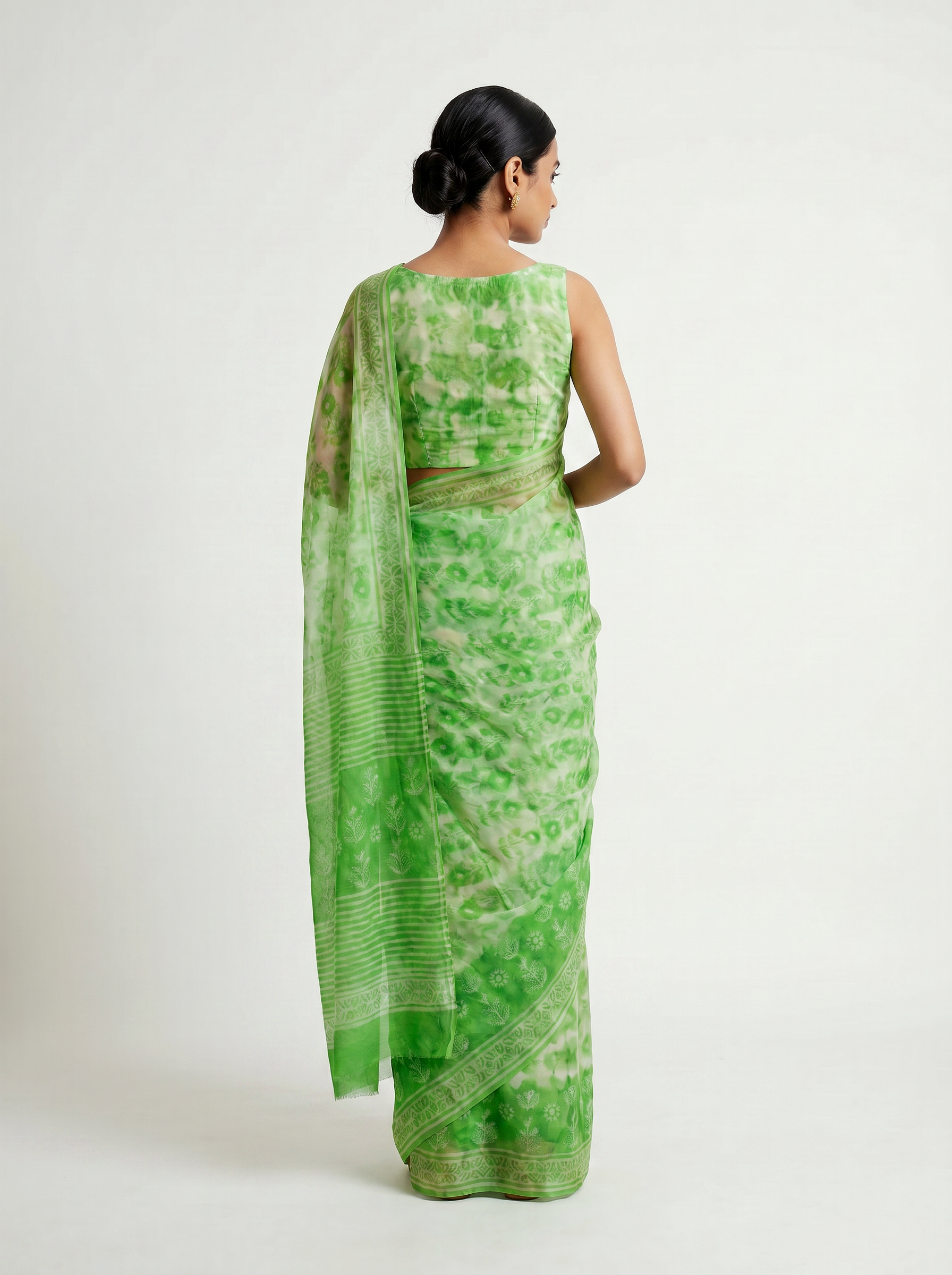 Pure Double Diamond Chiffon Saree | Assorted Bagru Handblock Ajrakh Self Design | Natural Dye | Nazakat image 3