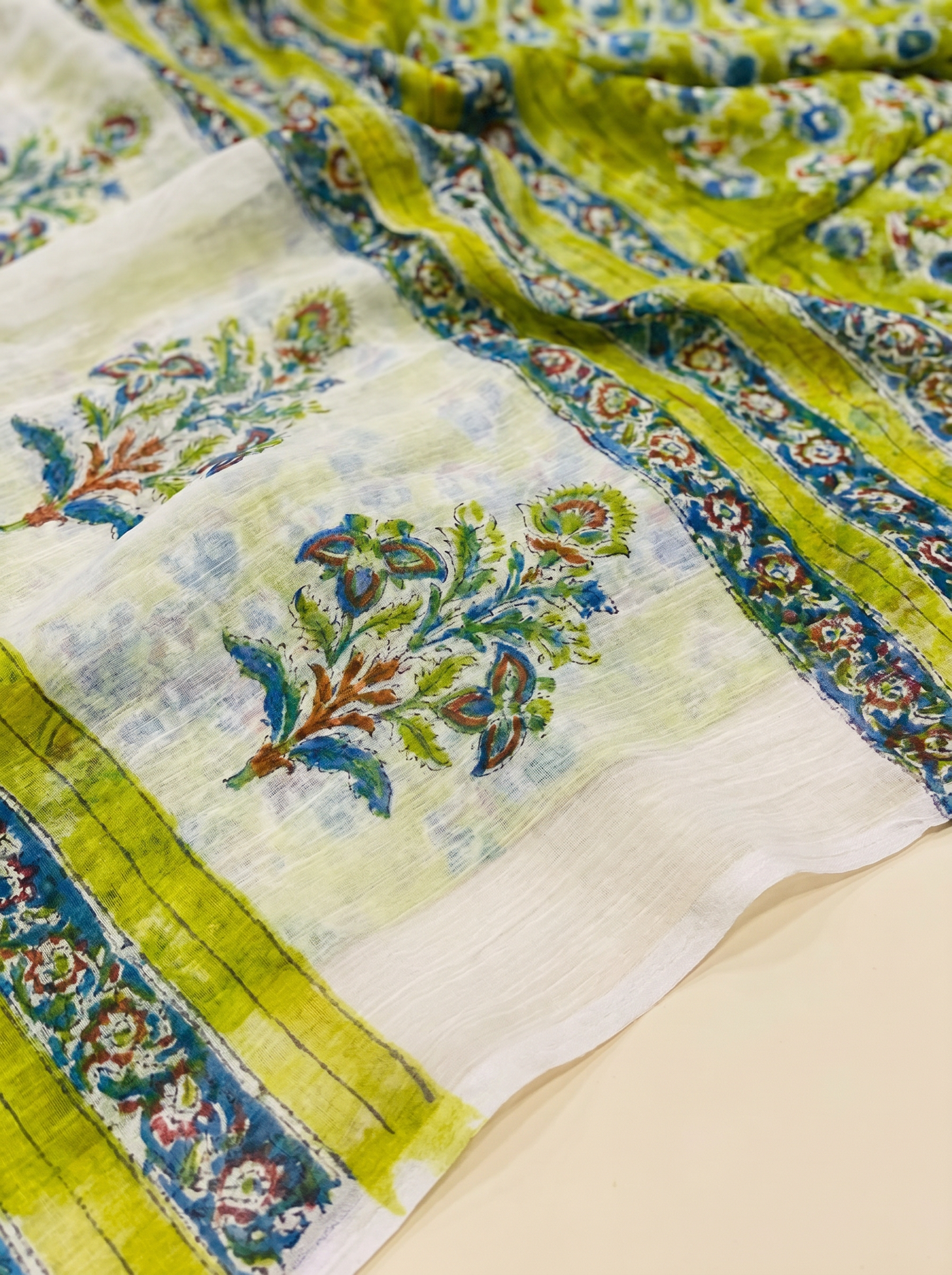 Pure Double Diamond Chiffon Saree | Assorted Bagru Handblock Ajrakh Printed | Natural Dye | Nazakat image 5