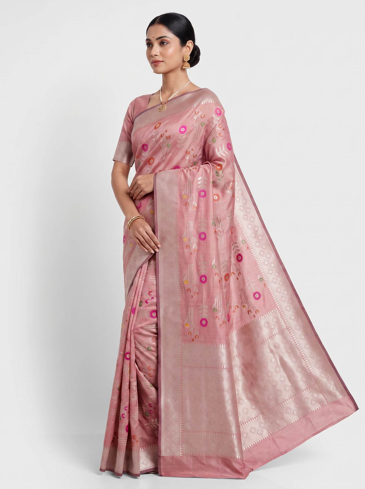 Meenakshi Silk Saree | Deep Red Festive Silk | Coordinated Border | Reshmi Sarees image 2