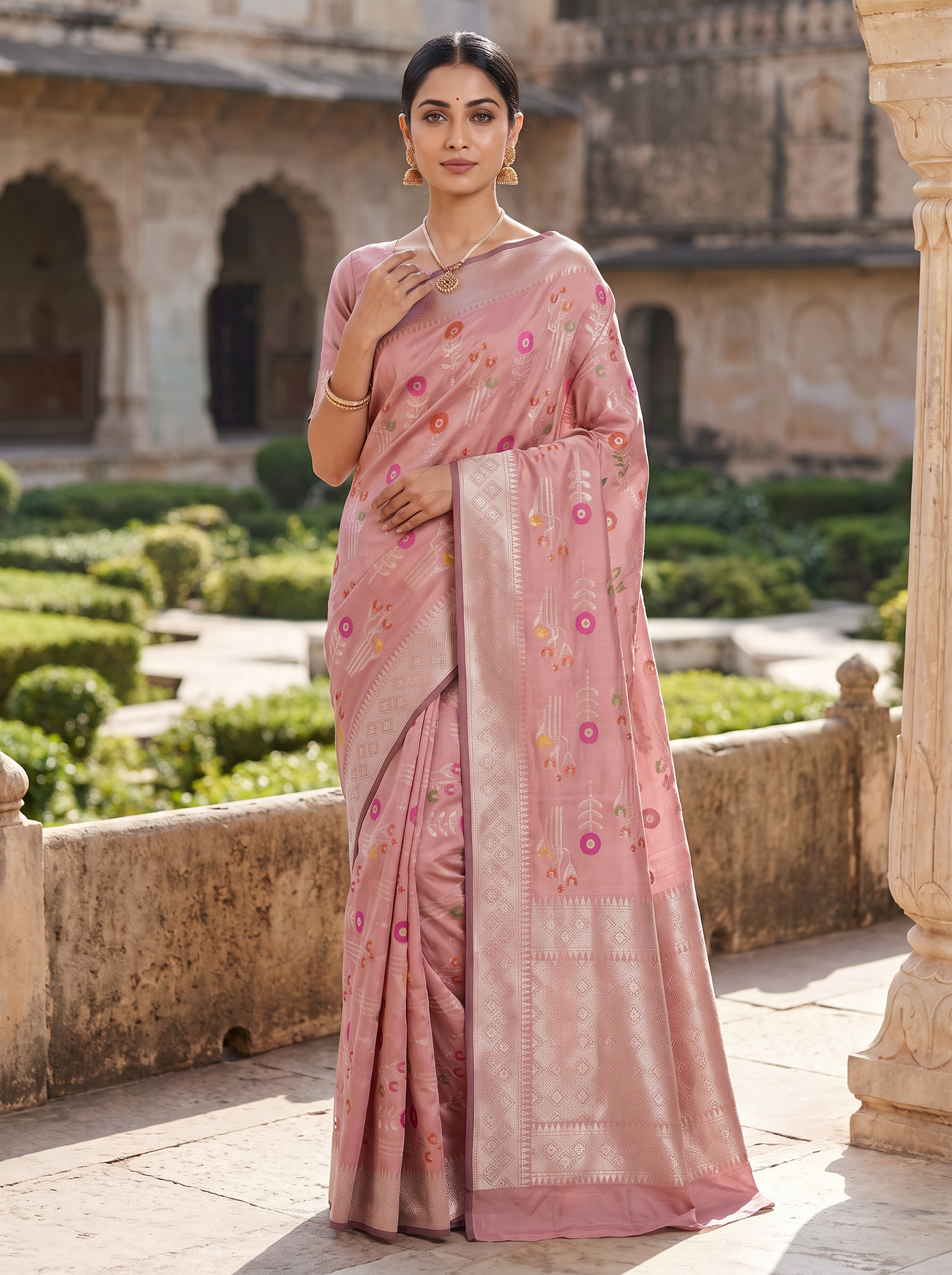 Meenakshi Silk Saree | Deep Red Festive Silk | Coordinated Border | Reshmi Sarees image 4